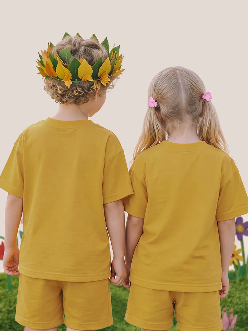 ج&مشب تيشيرت أطفال أصفر خردلي واسع